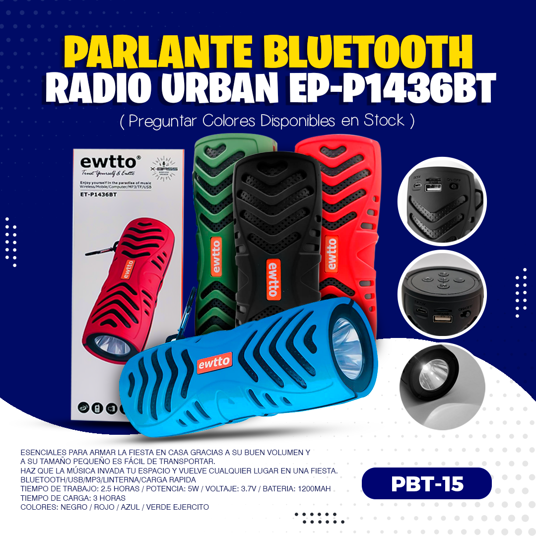 Parlante Bluetooth Radio Urban EP-P1436BT