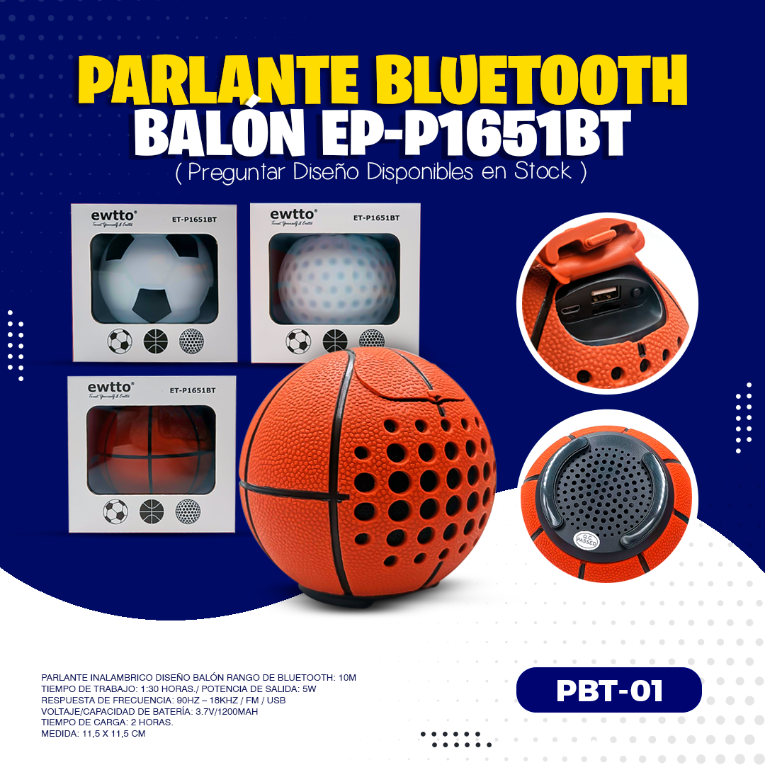 Parlante Bluetooth balón EP-P1651BT