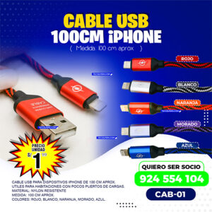 CABLE USB 100CM IPHONE