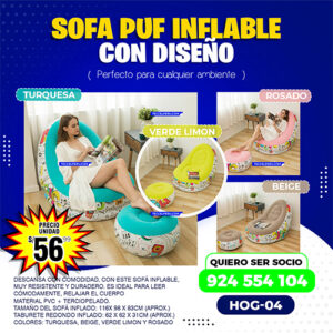 SOFA PUF INFLABLE CON DISEÑO